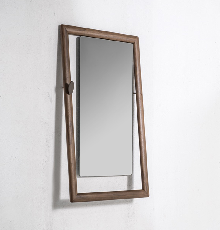 Durame - Oblique - Suspended mirror or full length mirror with solid wood frame