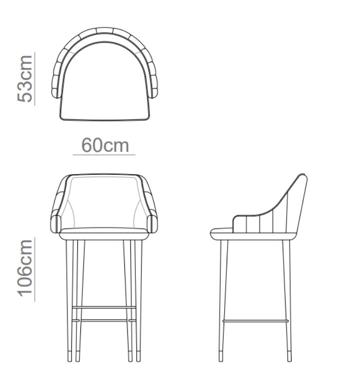 DUMAS Bar Stool technical drawing