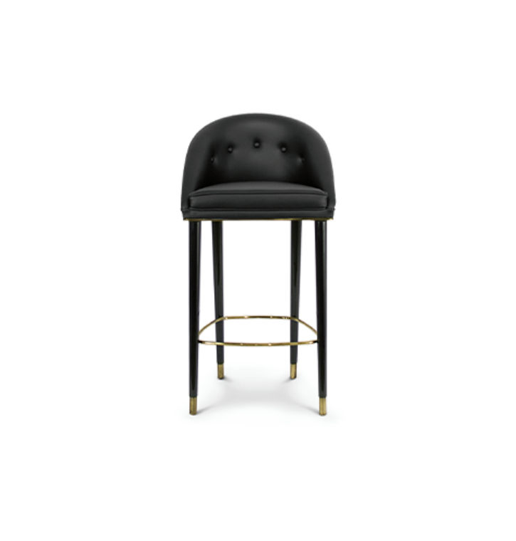 Modern Black Leather Bar Stool by BRABBU