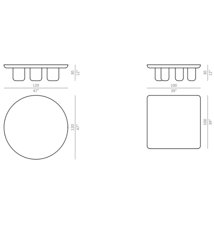 BEL-AIR coffee table Technical Drawing