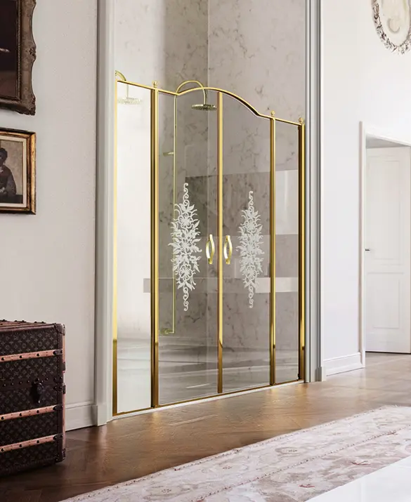 Vismaravetro - classic-style shower enclosure with hinged door - Gold collection