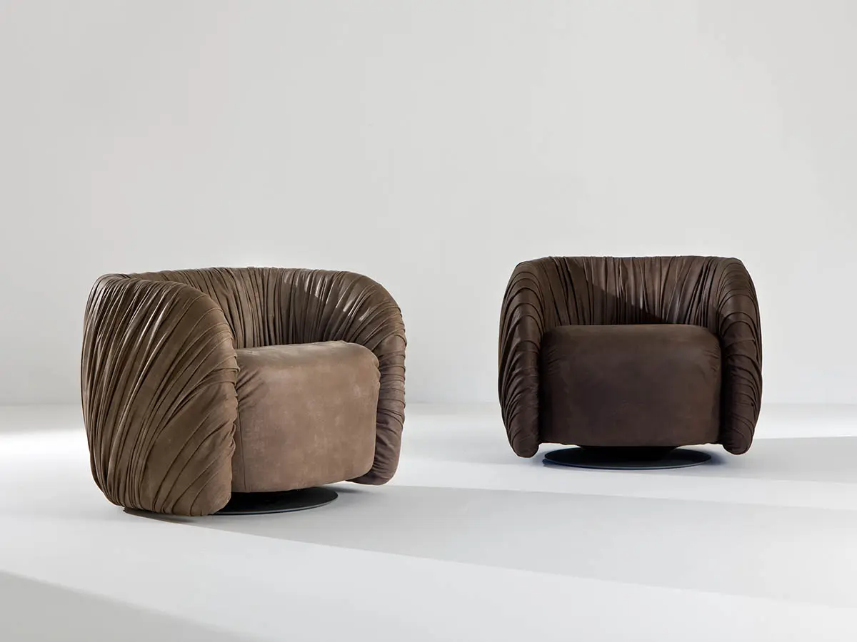 laurameroni luxury high end poufs and armchairs in precious materials