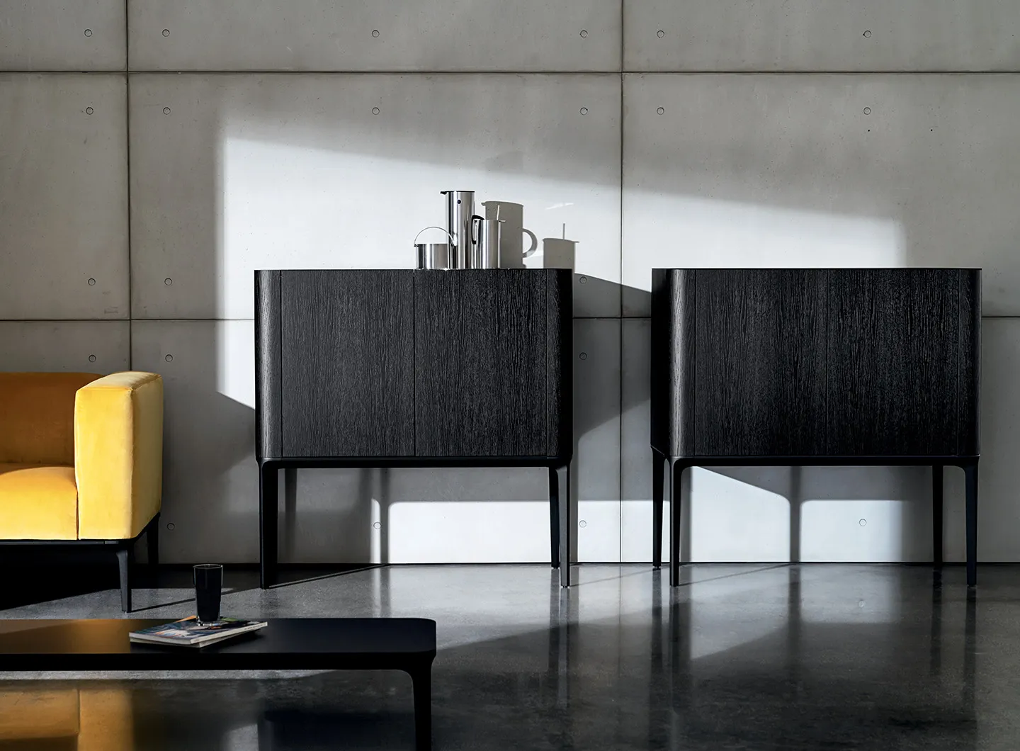 SOVET ITALIA Slim sideboard in wengé with two doors