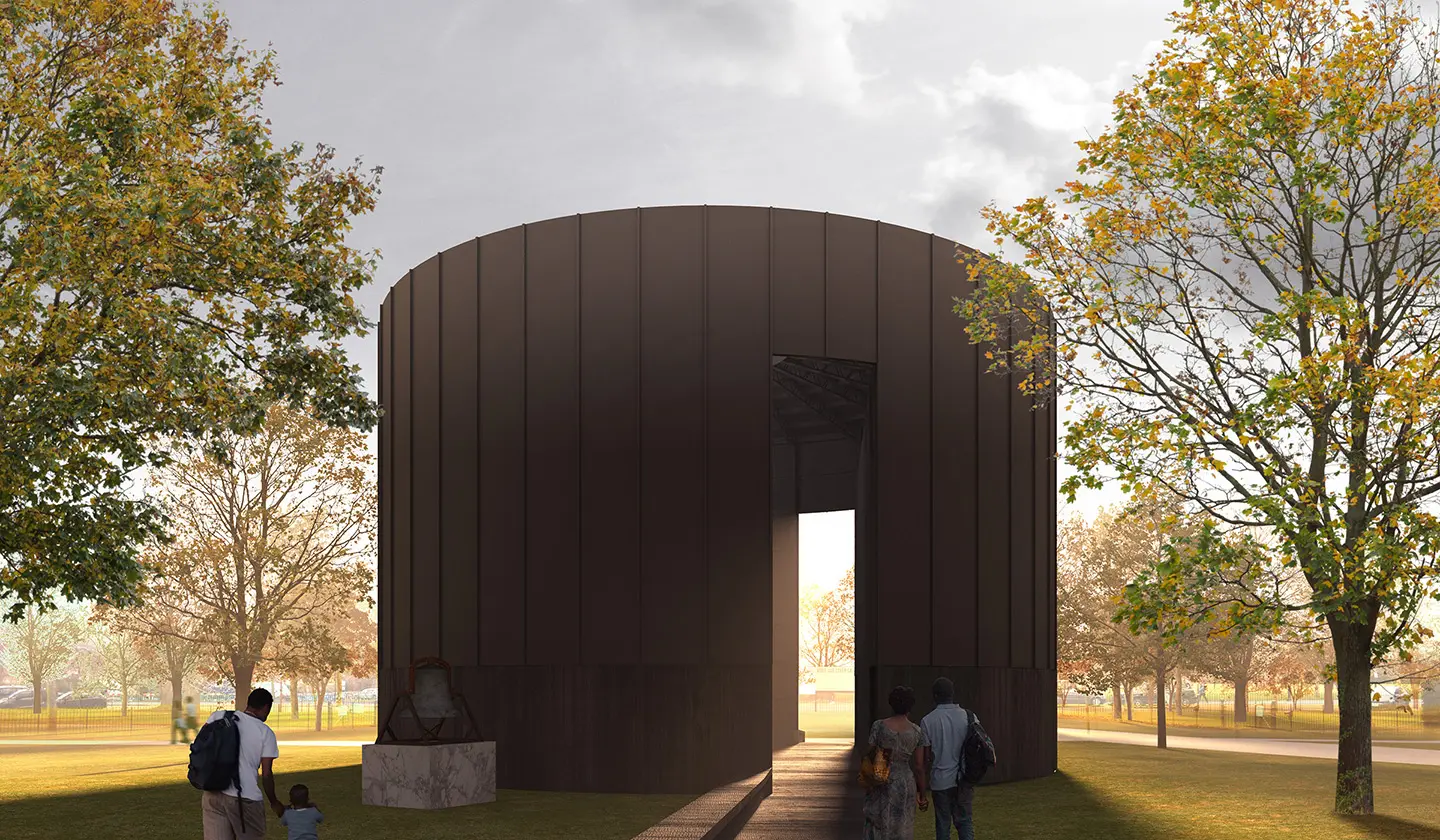 serpentine pavilion, black chapel, render, architecture, theaster gates