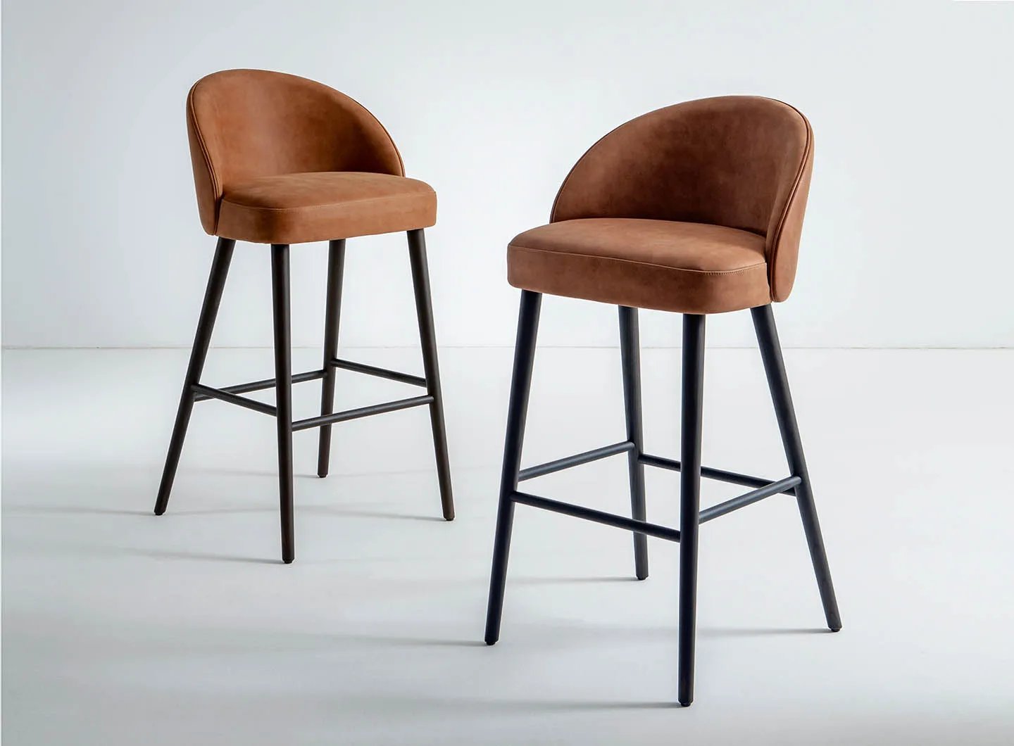 laurameroni minimal high stool in leather velvet or fabric