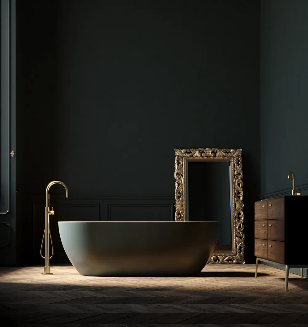 Cobber-X bathtub mixer in Brushed Brass PVD