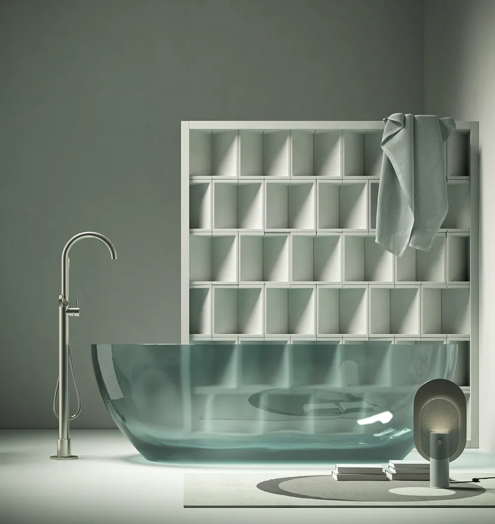 Archie bathtub mixer in Brushed Steel