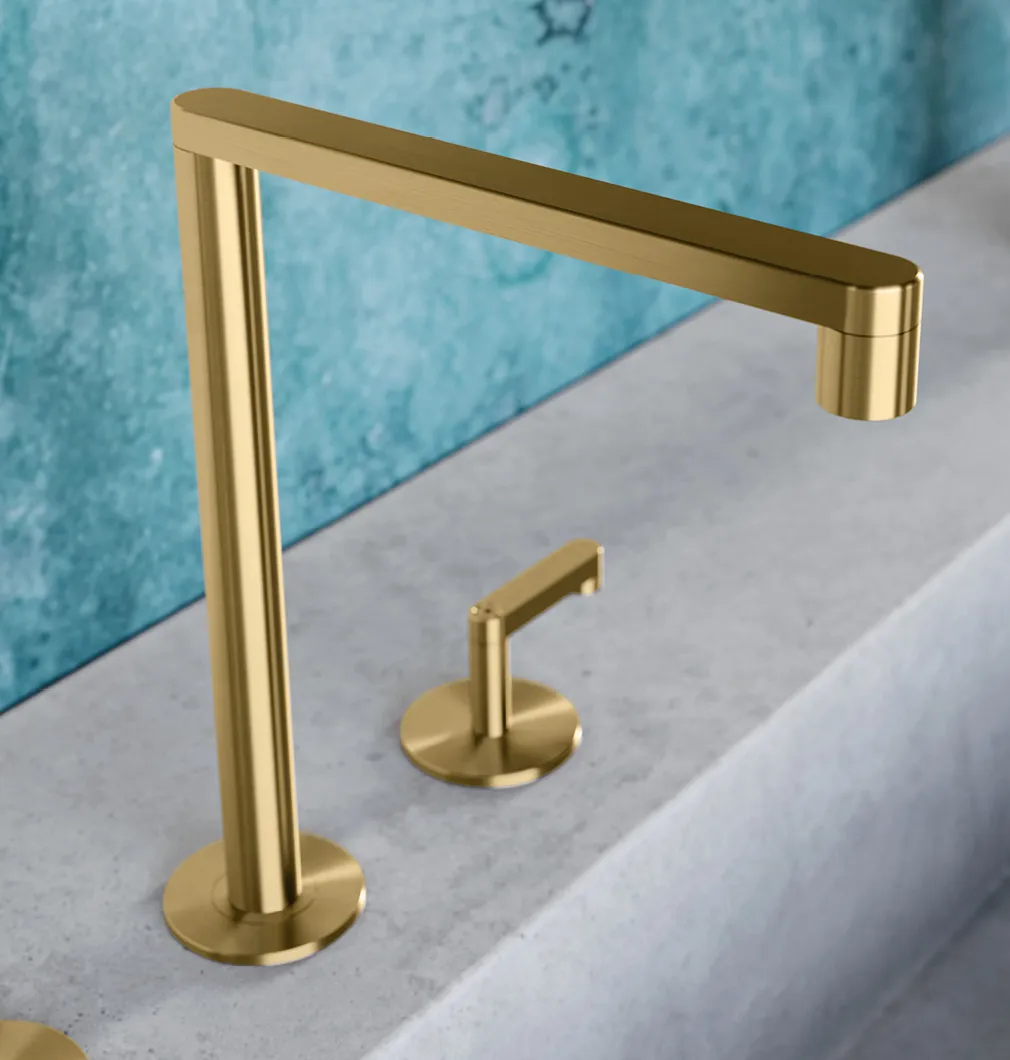 3-hole deck-mounted basin set, brushed gold PVD - KIR26