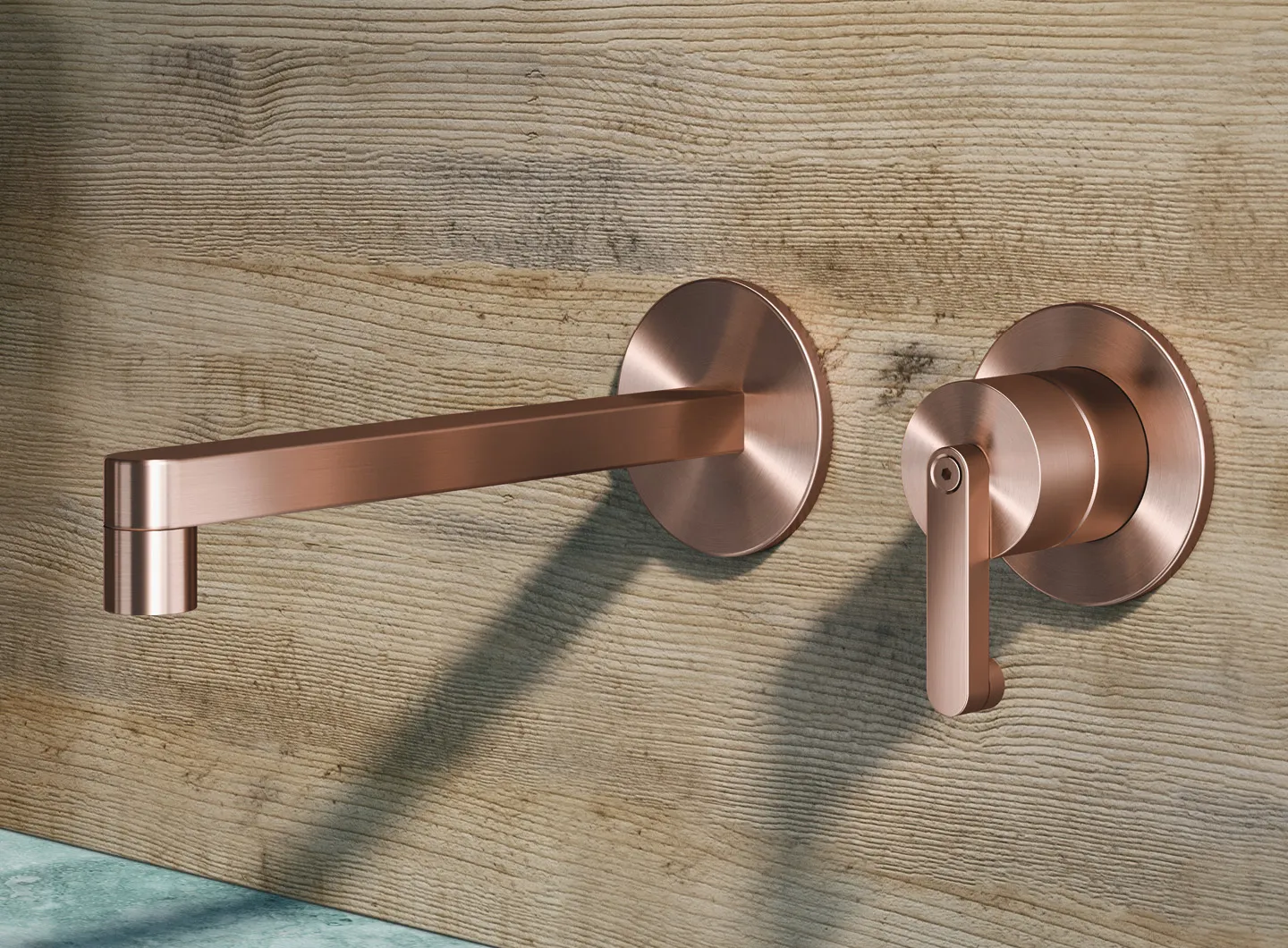 Wall-mounted basin mixer, brushed roseè PVD - KIR18