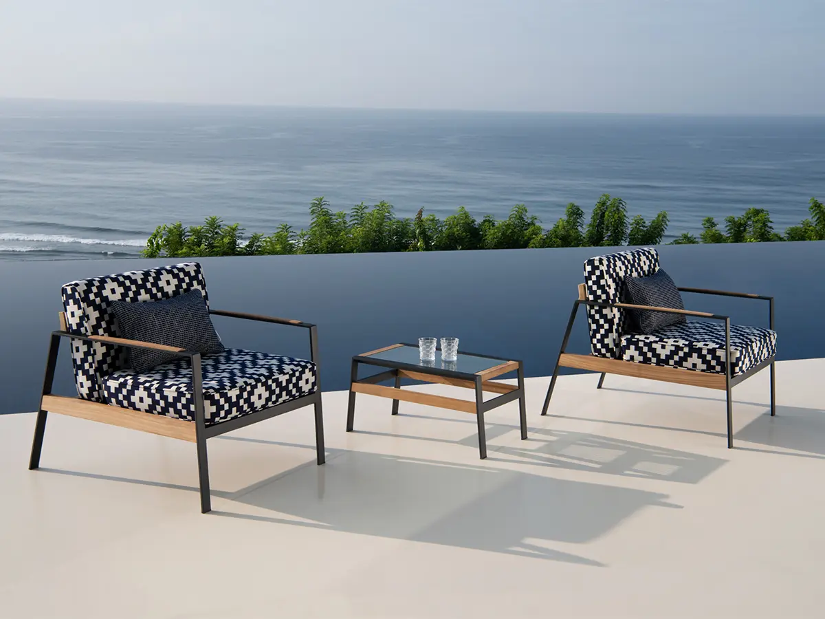 California Armchair with Anthracite Powder-coated frame by Indian Ocean