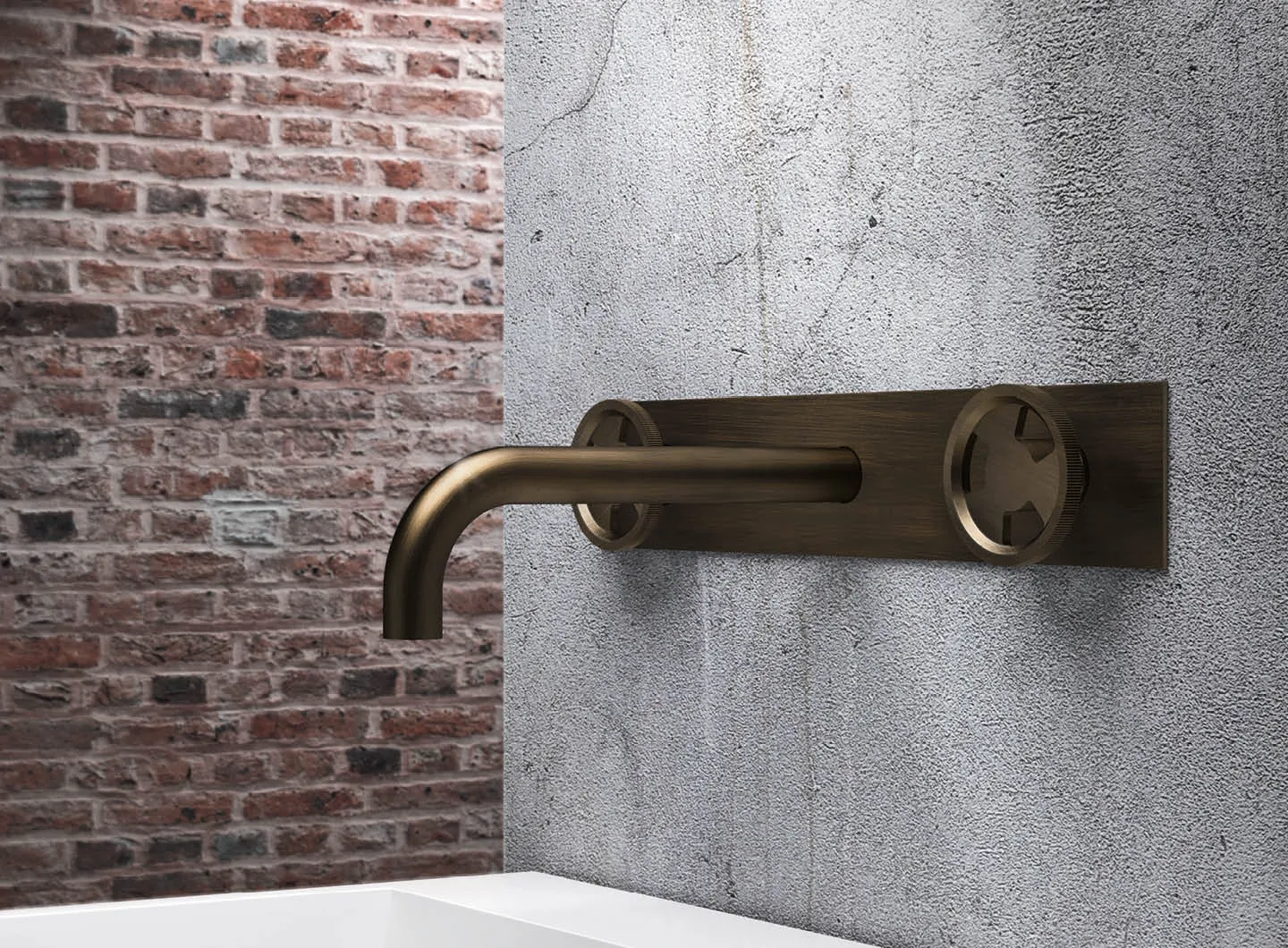 3-hole wall-mounted basin tap with L=190 mm spout, dark brass – TIB57