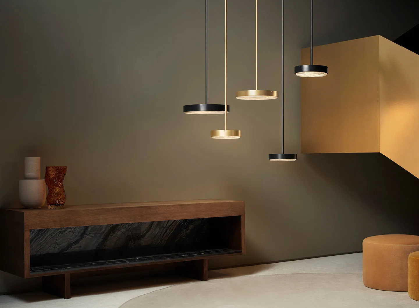 Anvers Pendants, Bronze & Satin Brass