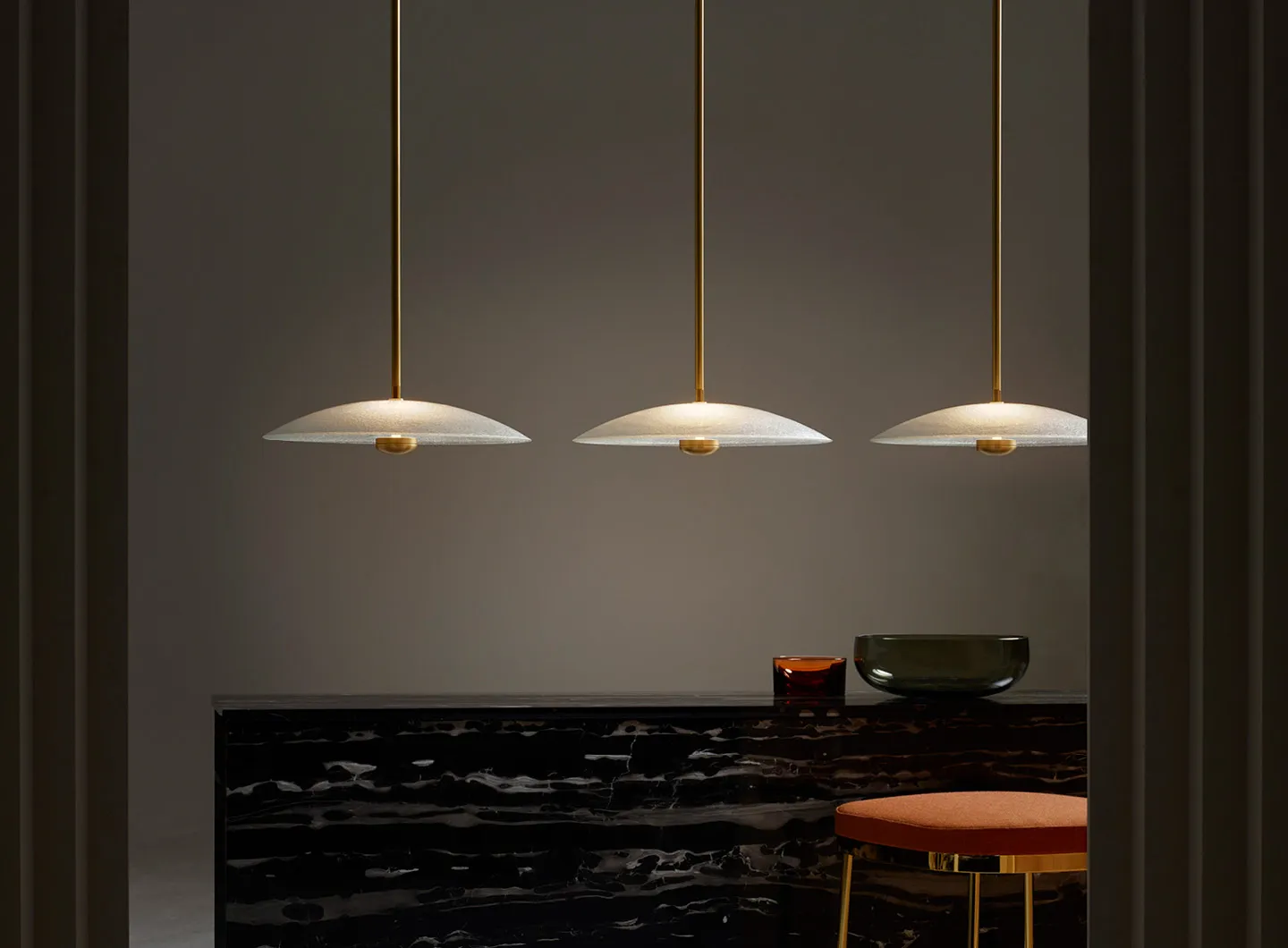 Cielo Pendants, Satin Brass