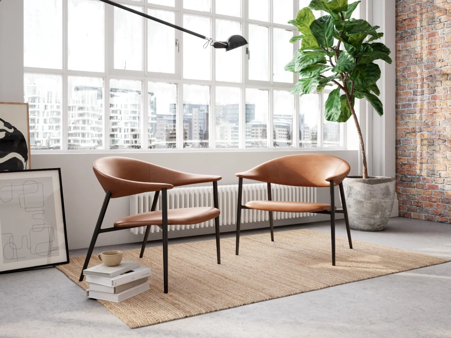DAN-FORM's ROVER lounge chairs in vintage light brown artificial leather