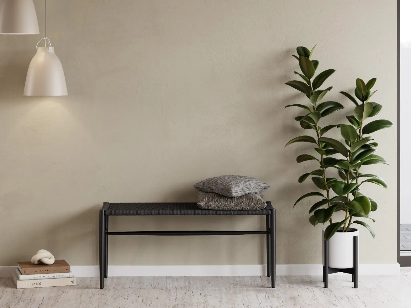 DAN-FORM's SAVA bench in black paper cord