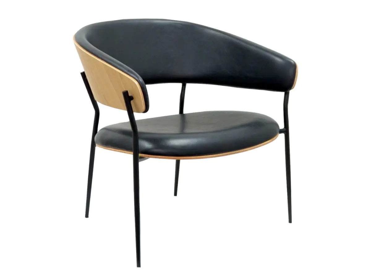 DAN-FORM's CRIB lounge chair in oak veneer with vintage black artificial leather sear