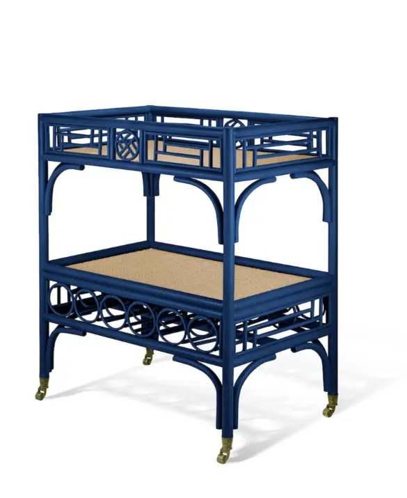 Sheo Home Living - Chinoiserie Rattan Bar Cart