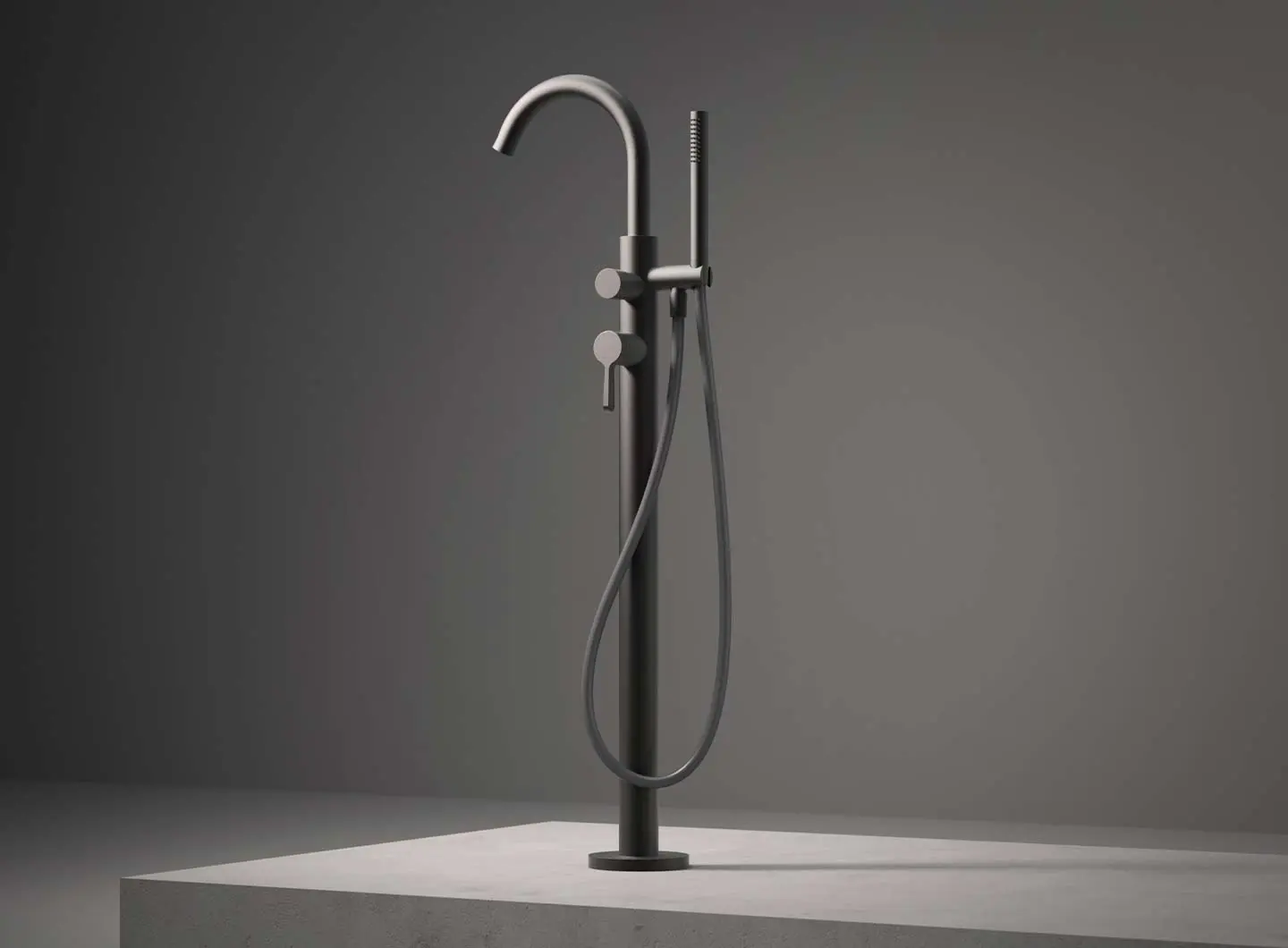 Torino - Floor-mount bathtub mixer - Deep Black PVD