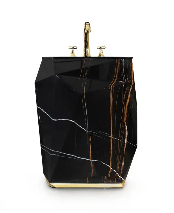 Diamond Faux Marble Pedestal Sink