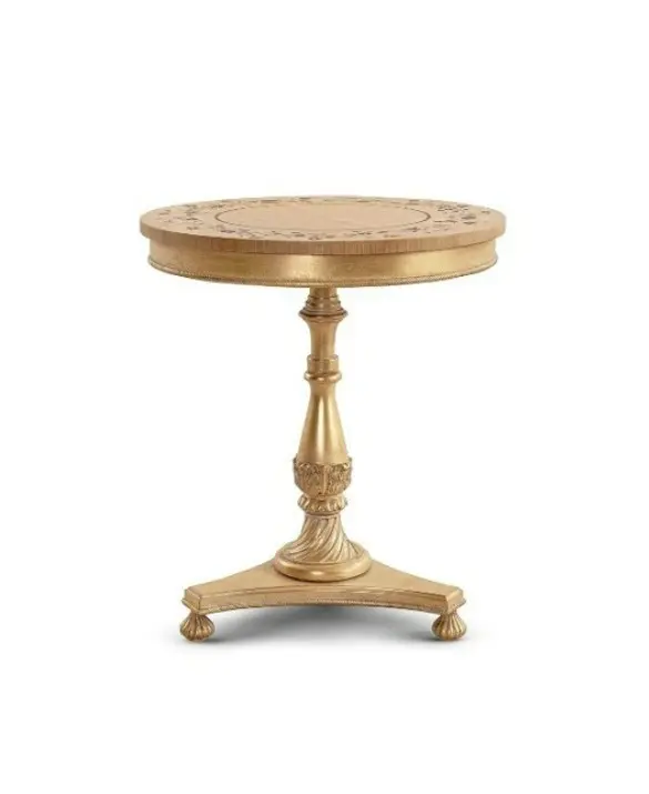 ART. 5032 - TAVOLINO ROTONDO INTAGLIATO IN LEGNO